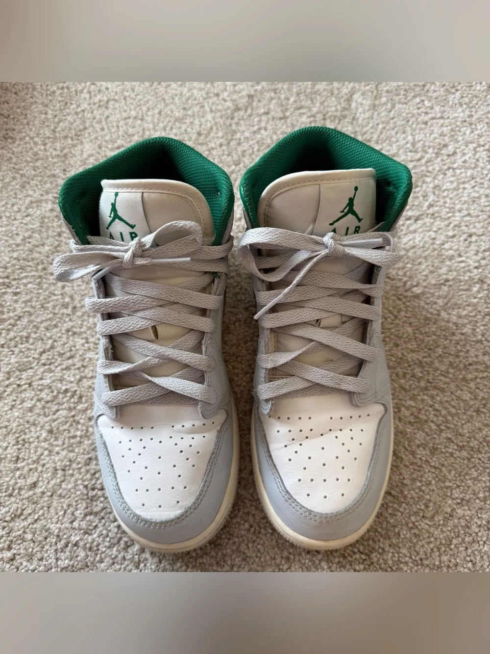 Air Jordan 1 Mid Size 5 Youth PINE GREEN SMOKE GREY DQ8423-142